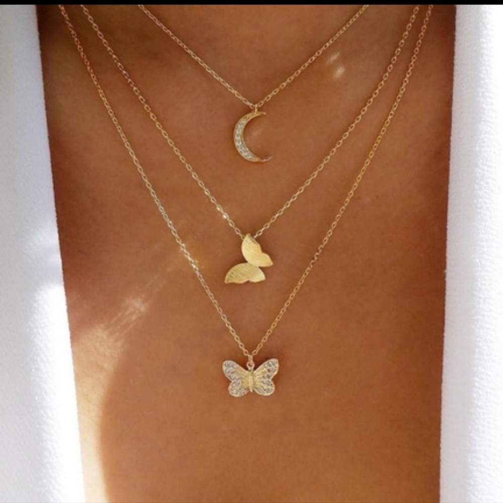 butterfly moon layered necklace - Picture 1 of 6